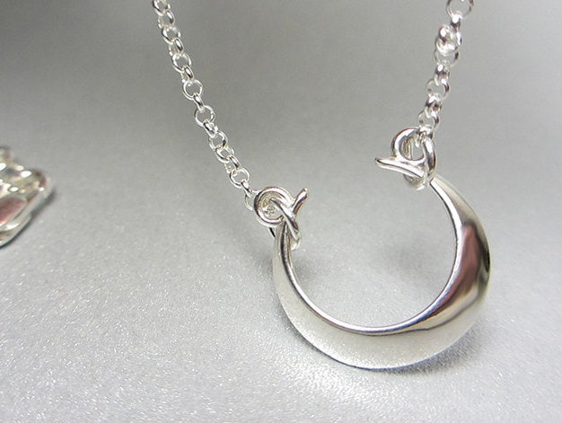 925 Sterling Silber Halbmond Halskette Gewölbter Anhänger Layering Neumond Seitlich Shiny Geschenk von NataliaKh