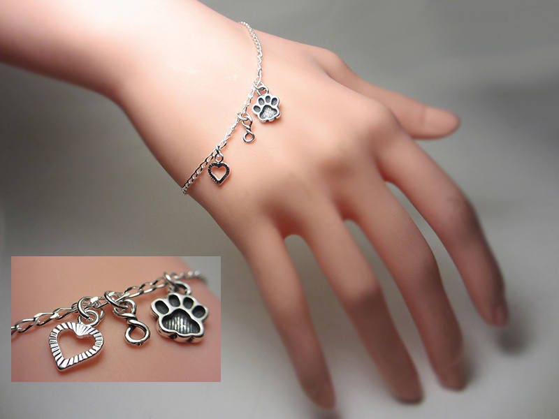 925 Sterling Silber Immer in Meinem Herzen Armband Tierliebhaber Erinnerungs Charms Pfotenabdruck Unendlichkeit Besonderes Geschenk von NataliaKh