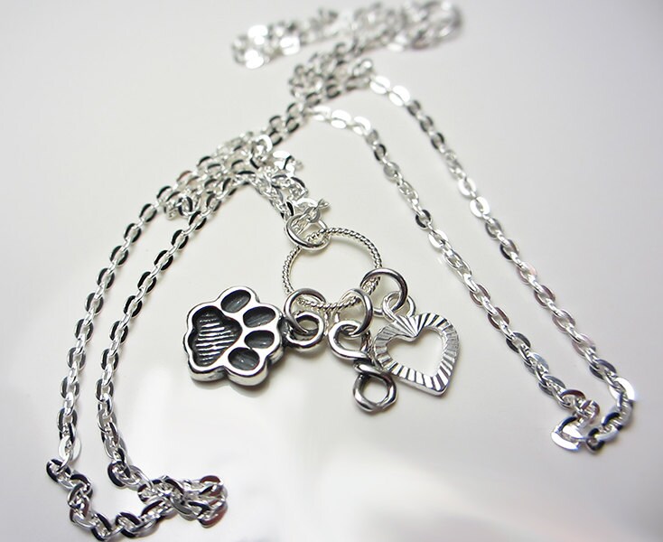 925 Sterling Silber Immer in Meinem Herzen Halskette Tier-Liebhaber-Halskette Erinnerungs-Charme-Halskette Pfoten-Abdruck-Halskette Infinity von NataliaKh