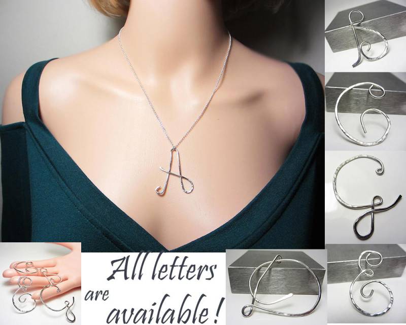 925 Sterling Silber Initial Halskette Name Anhänger Buchstabe Großer Monogramm Personalisierte Ungewöhnliches Geschenk Für Sie von NataliaKh
