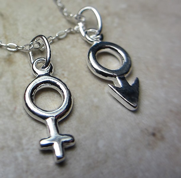 925 Sterling Silber Männliche Symbol Halskette Weibliches Venus Männliches Zeichen Geschenk Für Sie Ihn von NataliaKh