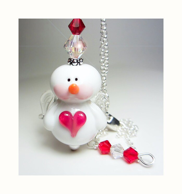 Lampwork Halskette Schnee Engel Weihnachten Anhänger Winter Niedliches Weihnachtsgeschenk Für Sie Lampwork Halskette Schnee Engel Weihnachten Anhänger Winter Niedliches Weihnachtsgeschenk Für Sie von NataliaKh