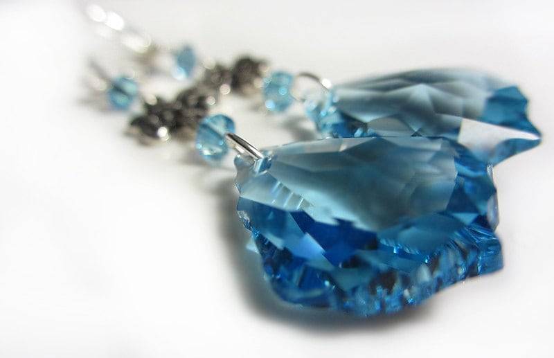 Swarovski Aquamarin Kristallohrringe Blaue Ohrringe Himmelblau Aqua Baumeln Silber Eternity von NataliaKh