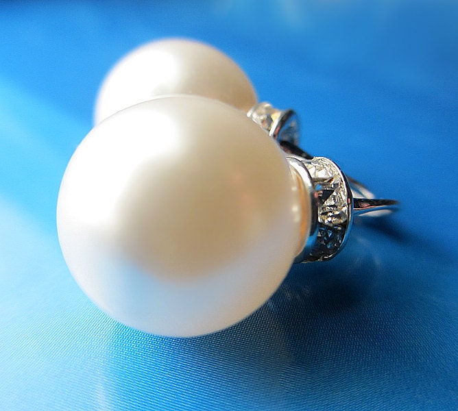 Swarovski White Pearl Ohrringe Sterling Silber Original Geschenk Für Sie Weihnachts-Geschenk-Abend von NataliaKh
