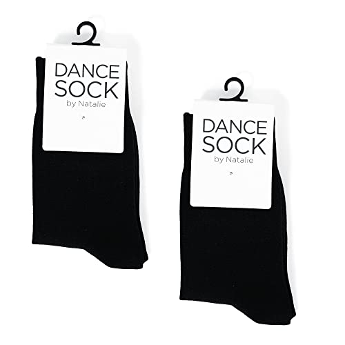 Leichte Damen-Knöchel-Tanzsocken, 2 Stück, Schwarz, Einheitsgröße von Natalie Dancewear