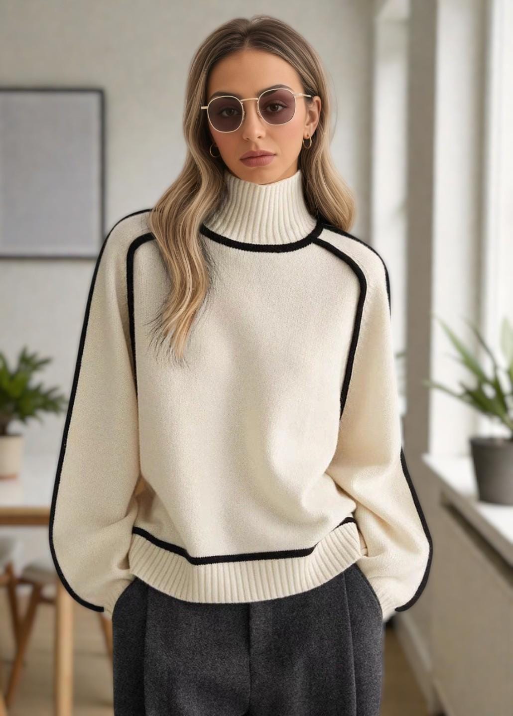 Damen Winter Rollkragenpullover, Kuscheliger Rippenstrickpullover Für Frauen, Warmer Pullover Mit Hohem Kragen, Weiches Wintertop von NatalieWardrobe