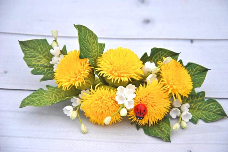 Löwenzahn Haarspange Frauen Blumenkamm, Haarteil Frühlingshochzeitshaarspangen von NatalisFlower