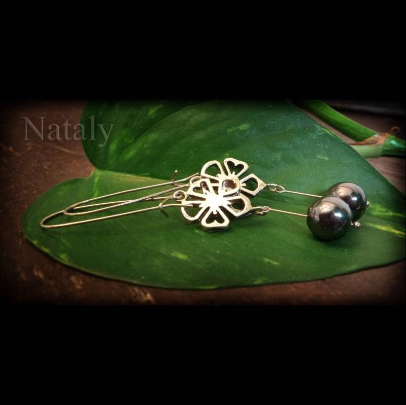 Hämatit Ohrringe, Blumen Schwarze Bar Lange Sterling Silber Baumeln Minimal Ohrringe Hämatit Ohrringe, Blumen Schwarze Bar Lange Sterling Silber Baumeln Minimal Ohrringe von NatalyDesign