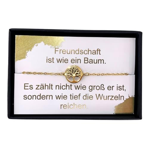 NataschaWoge® GESCHENK LEBENSBAUM dezent minimalistisch Strass Edelstahl beste Freundin Armband Freundschaftsarmband Freundschaft Schmuck Geburtstag Armkettchen Geschenkidee (Armband Silber) von Natascha Woge