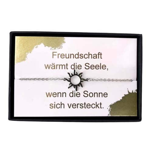 NataschaWoge® GESCHENK Sonne beste feines Freundin Armband Freundschaftsarmband Freundschaft gold silber spiritueller Schmuck Sun Hollow Geburtstag Armkettchen Geschenkidee (Silber) von Natascha Woge