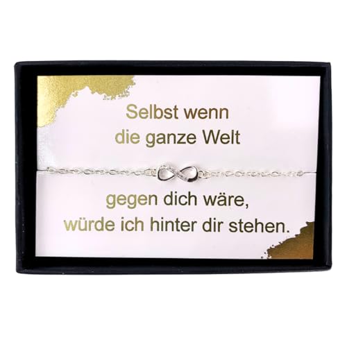NataschaWoge® GESCHENK dezent minimalistisch Unendlichkeit Edelstahl Freundin Welt Armband Freundschaft Schmuck Geburtstag Armkettchen Geschenkidee (Armband Silber) von Natascha Woge