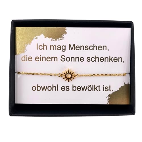 NataschaWoge® GESCHENK minimalistisch Sonne beste Freundin Armband Freundschaft gold silber spiritueller Schmuck Sun Hollow Armkettchen Geschenkidee (Gold) von Natascha Woge