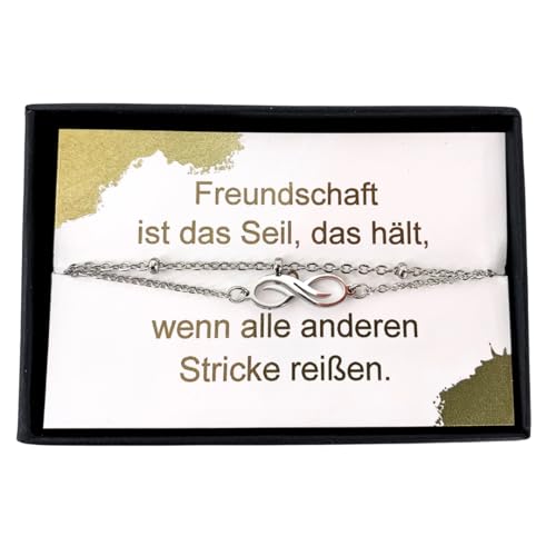 NataschaWoge® GESCHENK minimalistisch Unendlichkeit Edelstahl beste Freundin Armband Freundschaftsarmband Freundschaft Schmuck Sun Hollow Armkettchen (Silber) von Natascha Woge