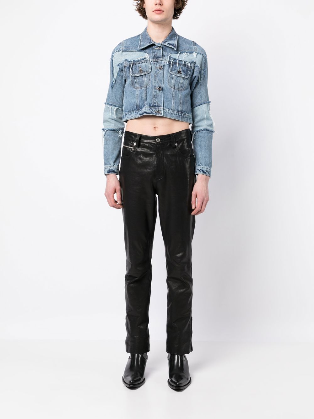 Natasha Zinko Cropped-Jeansjacke im Distressed-Look - Blau von Natasha Zinko