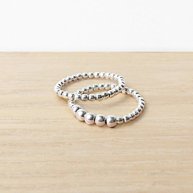 2 Ringe Silber Kugelchen, Perldraht Ring, Vorsteckring Kugelring, Perlen Ring Kugel von NatashaRBijoux