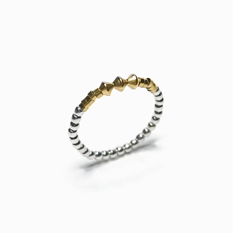 Gold Silber Ring, Ring Halb Silber, Kugelring Gold, Vorsteckring Silber Und Vergoldet - Filled 14 Kt/"Karika Ii" von NatashaRBijoux