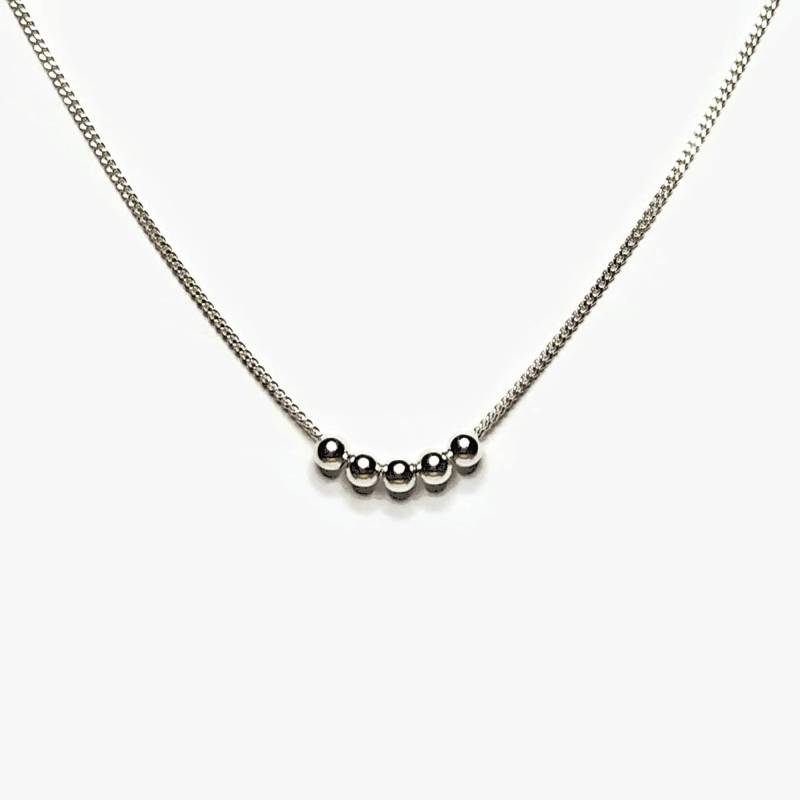 925 Silber Halskette Mit Kugeln An Feiner Kette, Perlenkette, Damen 925 Silber Halskette Mit Kugeln An Feiner Kette, Perlenkette, Damen von NatashaRBijoux