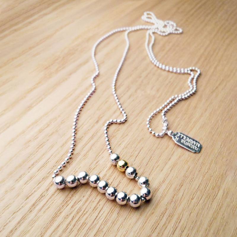 Lange Kette Silber Mit Kugel 4 Mm Und Kügelchen Kette, Silberkette Lang Ohne Anhänger 80 cm - 86 91/"J'adore" von NatashaRBijoux