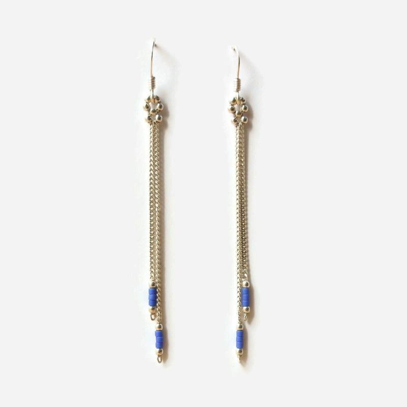 Lange Silber Ohrringe Hängend Kettchen, Sterling Ketten Ohrringe Blau/"Mé" von NatashaRBijoux