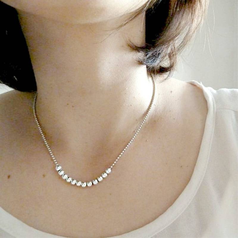 Feine Silberkette Mit Kugeln, Kugelkette Silber 4mm, Zarte Halskette Silber Perlen Damen "J'adore" von NatashaRBijoux