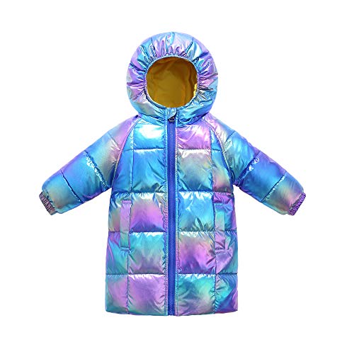 Kinder Junge Mädchen Daunenjacken Wasserabweisend Warmer Daunenmantel Fashion Lang Kälteschutz Jacke Verdickte WinterMantel Mit Kapuze (Blau, 128) von Natashas