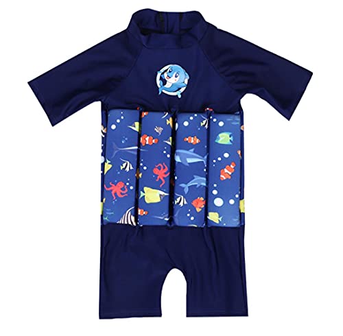 Natashas Baby Jungen Badeanzug mit Schwimmhilfe Sonnenschutz Schwimmend Bademode Kinder Bojen-Badeanzug mit Verstellbarem Auftrieb Schwimmkraft Badebekleidung (#4) von Natashas