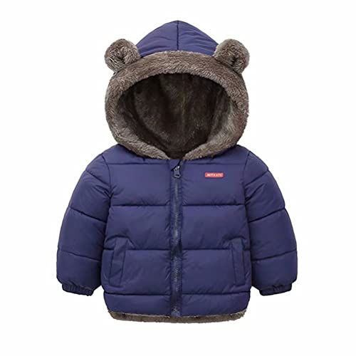 Natashas Baby Kinder Winterjacke Mantel mit Kapuze Jacke Warm Baby Niedlich Plüsch Bärenohren Jungen Mädchen Baumwolljacke（Dunkelblau, 128） von Natashas