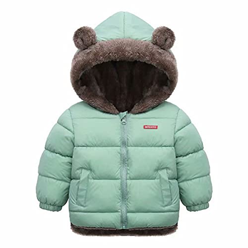 Natashas Baby Kinder Winterjacke Mantel mit Kapuze Jacke Warm Baby Niedlich Plüsch Bärenohren Jungen Mädchen Baumwolljacke（Grün, 116-122） von Natashas