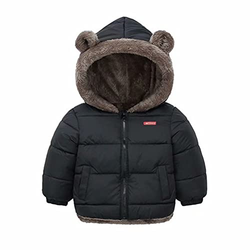 Natashas Baby Kinder Winterjacke Mantel mit Kapuze Jacke Warm Baby Niedlich Plüsch Bärenohren Jungen Mädchen Baumwolljacke（Schwarz, 104-110） von Natashas