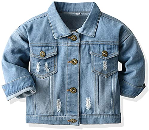 Natashas Baby Mädchen Jungen Jeansjacke Mantel Kleinkinder Langarm Denim Tops Kleidung Frühling Herbst Casual Outwear (110-116) von Natashas