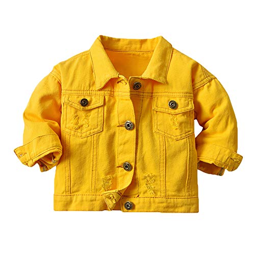 Natashas Baby Mädchen Jungen Jeansjacke Mantel Kleinkinder Langarm Denim Tops Kleidung Frühling Herbst Casual Outwear (Golden, 98-104) von Natashas