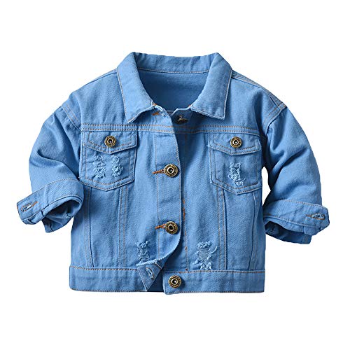 Natashas Baby Mädchen Jungen Jeansjacke Mantel Kleinkinder Langarm Denim Tops Kleidung Frühling Herbst Casual Outwear (Hellblau,92-98) von Natashas