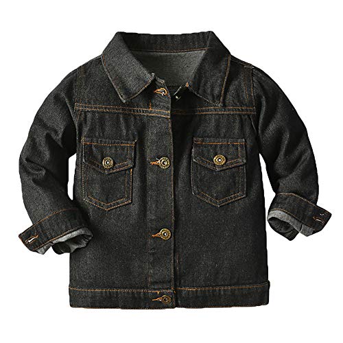 Natashas Baby Mädchen Jungen Jeansjacke Mantel Kleinkinder Langarm Denim Tops Kleidung Frühling Herbst Casual Outwear (Schwarz,92-98) von Natashas