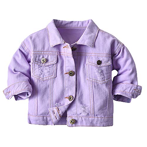 Natashas Baby Mädchen Jungen Jeansjacke Mantel Kleinkinder Langarm Denim Tops Kleidung Frühling Herbst Casual Outwear (Violett, 110-116) von Natashas