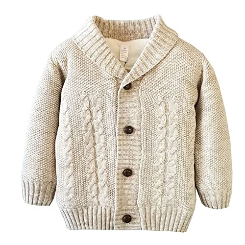 Natashas Baby Warmer Strickpullover Mantel Strickjacke Neugeborene Mädchen Jungen Gestrickte Jacken Warme Hrerbst Winter Strickoberteile Outwear (Beige, 74-80) von Natashas