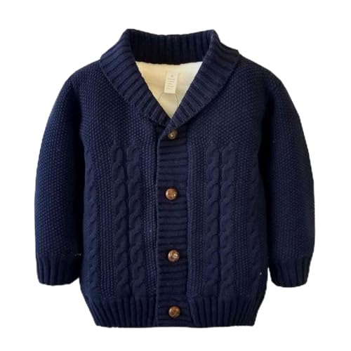 Natashas Baby Warmer Strickpullover Mantel Strickjacke Neugeborene Mädchen Jungen Gestrickte Jacken Warme Hrerbst Winter Strickoberteile Outwear (Dunkelblau, 98) von Natashas