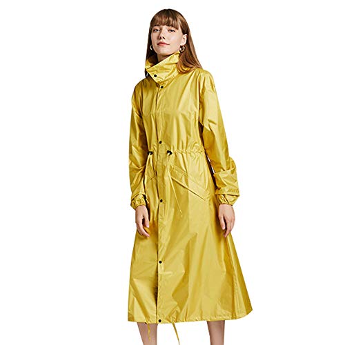 Natashas Damen Wasserdicht Regenjacke Regenmantel Mit Kapuze Lange Fahrrad Atmungsaktiv Windbreaker Übergangsjacke Wetterfest Funktionsjacke Regenponcho (Gelb, XL) von Natashas