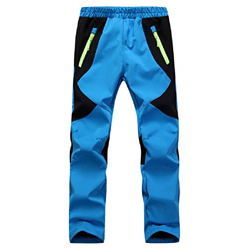 Natashas Jungen Mädchen Softshellhose mit Fleecefütterung Hose Wasserabweisend Winddicht Atmungsaktiv Warm Funktionshose Skihose Regenhose Kinder Sporthose Wanderhose (Hellblau, 122/128) von Natashas