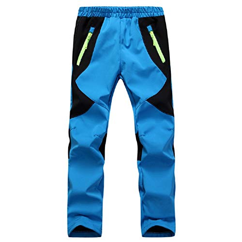 Natashas Jungen Mädchen Softshellhose mit Fleecefütterung Hose Wasserabweisend Winddicht Atmungsaktiv Warm Funktionshose Skihose Regenhose Kinder Sporthose Wanderhose (Hellblau, 134/140) von Natashas