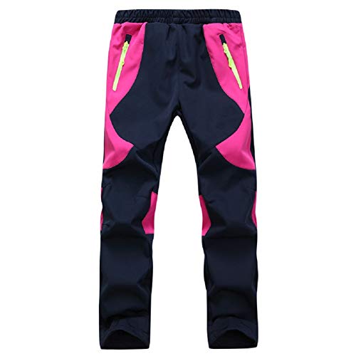 Natashas Jungen Mädchen Softshellhose mit Fleecefütterung Hose Wasserabweisend Winddicht Atmungsaktiv Warm Funktionshose Skihose Regenhose Kinder Sporthose Wanderhose (Rose, 146) von Natashas