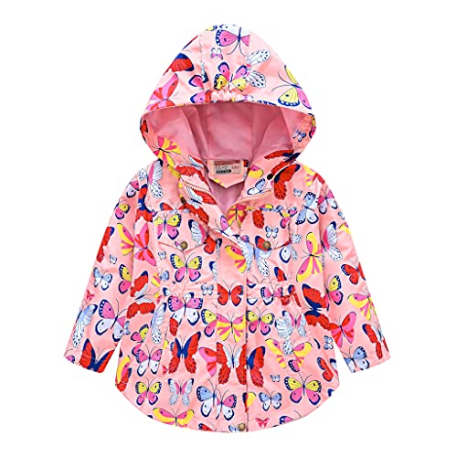 Natashas Kinder Baby Mädchen Jacke Blume Übergangsjacke Kleikind süß Prinzessin Atmungsaktiv Winddicht Wanderjacke Regenjacke Outdoorjacke mit Kapuze (Grün,104/110) von Natashas