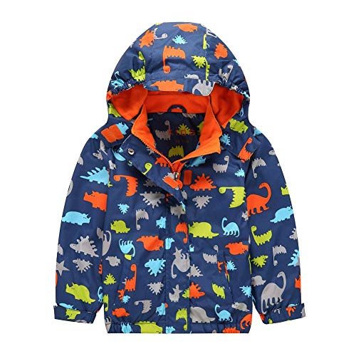 Natashas Kinder Jungen Kapuzenjacke mit Fleecefütterung Warm Wasserdicht Winddicht Atmungsaktiv Dinosaurier Übergangsjacke Softshelljacke (98/104) von Natashas