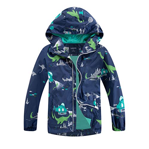 Natashas Kinder Jungen Wasserdicht Jacke Übergangsjacke Warm Atmungsaktiv Winddicht Wanderjacke Fuchs Softshelljacke Regenjacke Outdoorjacke mit Kapuze (Dunkelblau, 122/128) von Natashas