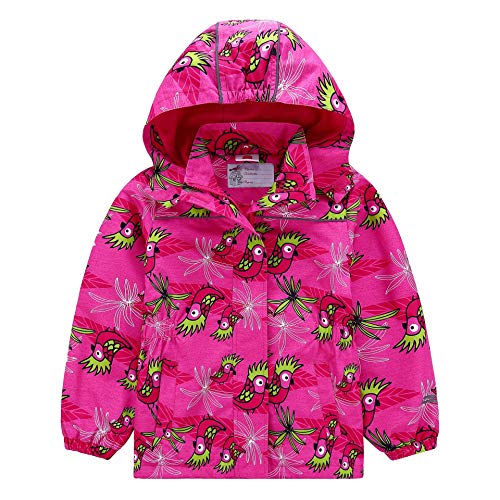 Natashas Kinder Mädchen Gefütterte Jacke Regenjacke Übergangsjacke Wasserdicht Winddicht Atmungsaktiv Softshelljacke Outdoorjacke mit Kapuze (Rot, 146-152) von Natashas