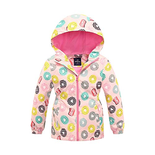 Natashas Kinder Mädchen Gefütterte Jacke mit Fleecefutter Tailliert Regenjacke Übergangsjacke Wasserdicht Winddicht Atmungsaktiv Softshelljacke Outdoorjacke Wanderjacke mit Kapuze (Rosa, 122-128(L)) von Natashas