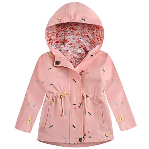 Natashas Kinder Mädchen Jacke Übergangsjacke Warm Atmungsaktiv Winddicht Wanderjacke Softshelljacke Outdoorjacke mit Kapuze (Rosa, 110/116) von Natashas