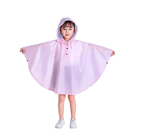 Natashas Kinder Mädchen Jungen Regenponcho Wasserdicht Regenjacke Regenmantel Softshelljacke mit Kapuze (98/116, Rosa) von Natashas