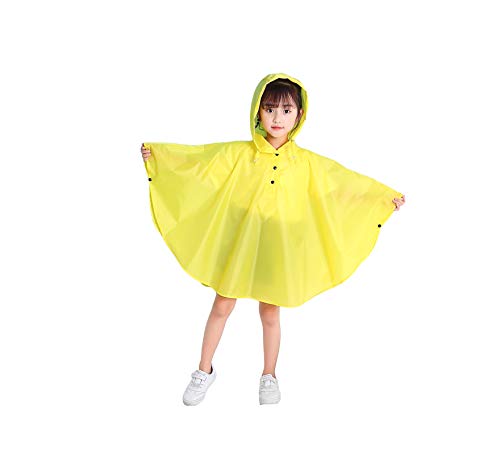 Natashas Kinder Mädchen Jungen Regenponcho Wasserdicht Regenjacke Regenmantel Softshelljacke mit Kapuze (Gelb, 134/146) von Natashas