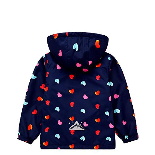 Natashas Kinder Mädchen Kapuzenjacke Warme Gefütterte Übergangsjacke Wasserdicht Reflektierendem Regenjacke Outdoorjacke Wanderjacke (122/128) von Natashas