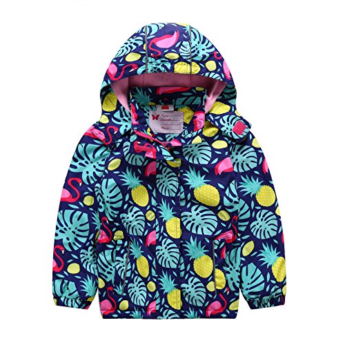 Natashas Kinder Mädchen Wasserdicht Gefütterte Jacke Regenjacke Übergangsjacke Wasserdicht Winddicht Atmungsaktiv Softshelljacke Outdoorjacke mit Kapuze (Flamingo, 134-140) von Natashas